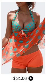 Asymmetric Hem Padded Open Back Printed Tankini Set