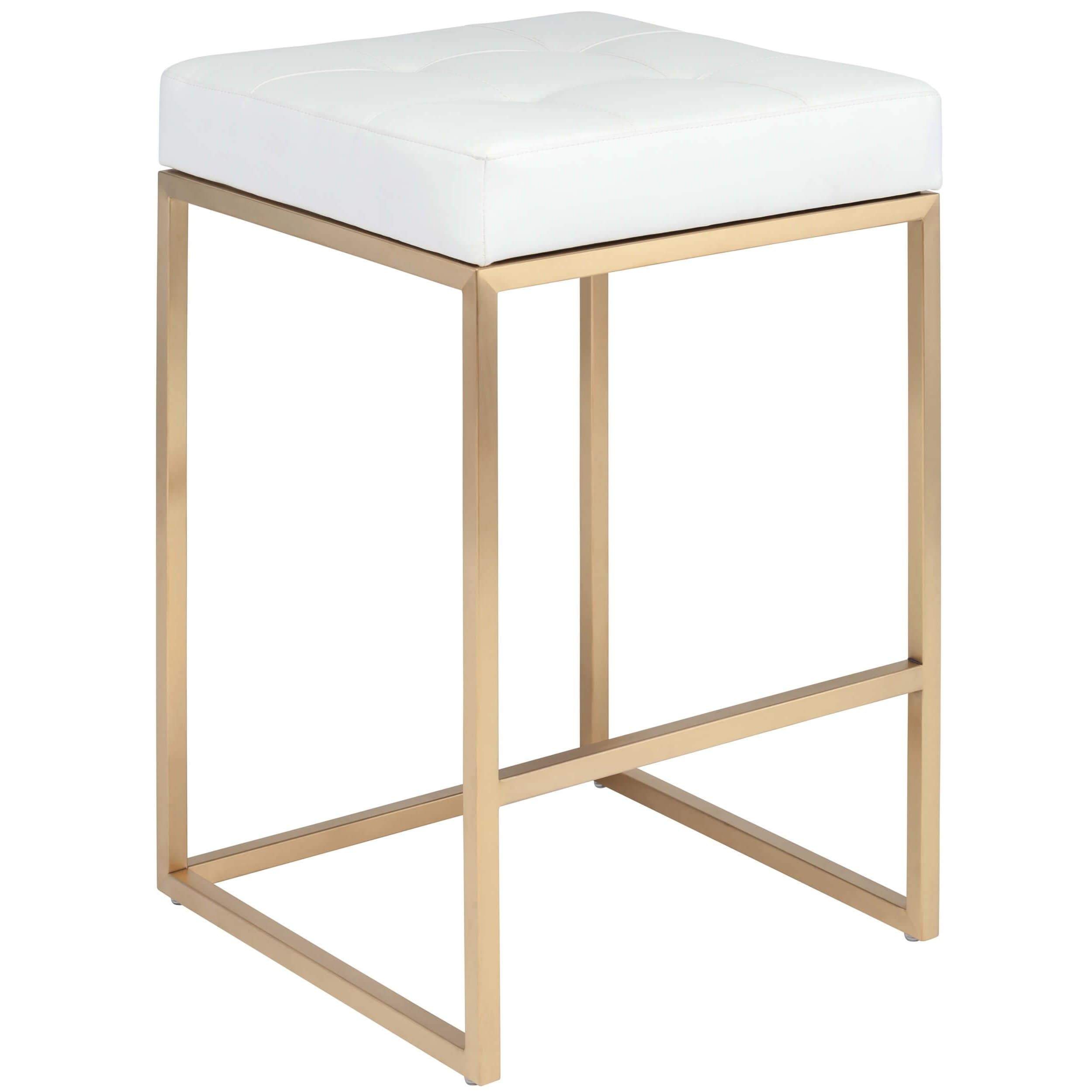 Chi Counter Stool, White/Gold Base