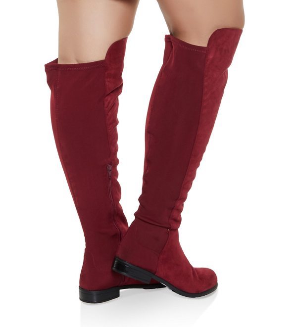 Over the Knee Low Heel Wide Calf Boots