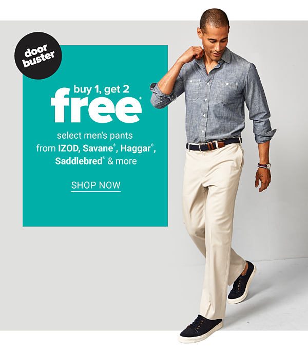 Buy 1, Get 2 FREE select Men's Pants from IZOD, Hagger, Saddlebred & more - Shop Now