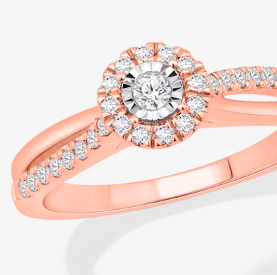 Round-Cut Diamond Halo Engagement Ring 1/4 ct tw 10K Rose Gold