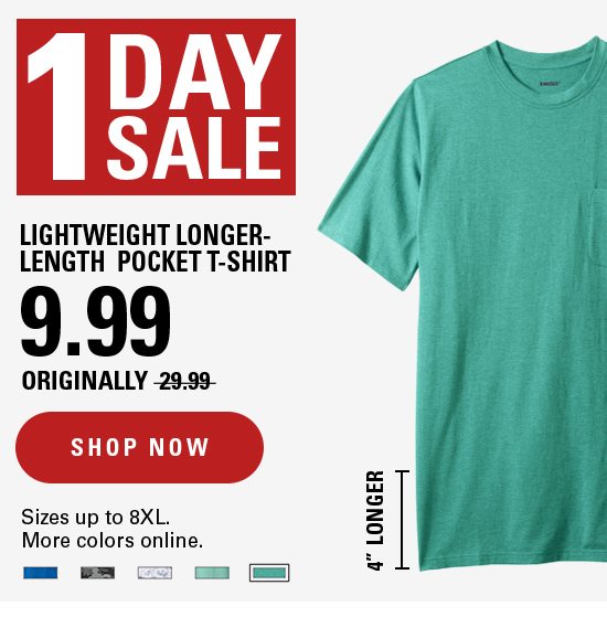 1 Day Sale LightWeight Longer Length Pocket T-Shirt | Shop Now