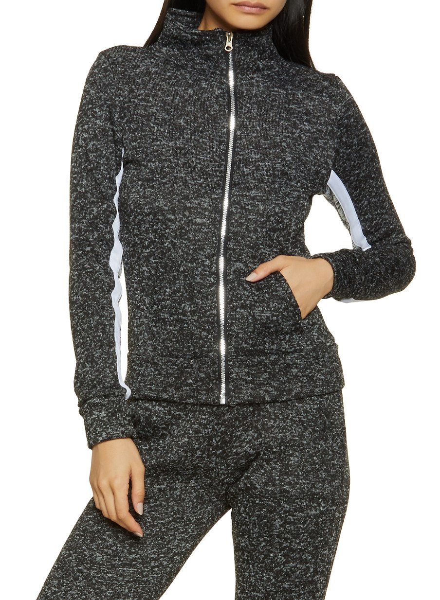 Marled Knit Zip Sweatshirt