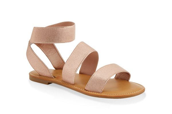 Elastic Double Band Ankle Strap Sandals