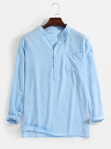7 Color Linen Henley Shirts