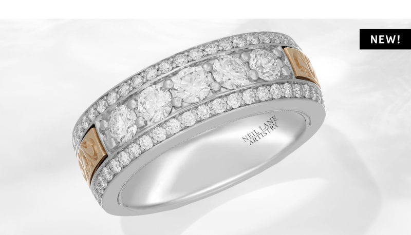 Men's Neil Lane Artistry Lab-Created Diamond Wedding Band 1-1/2 ct tw 14K Two-Tone Gold