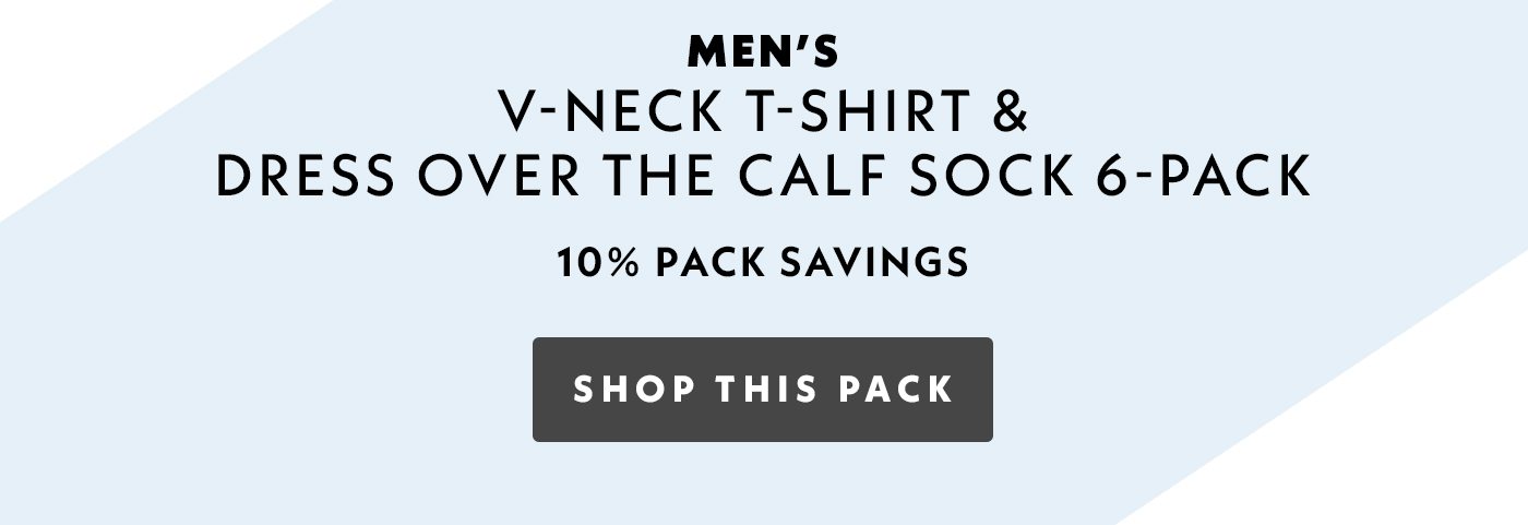 Men's V-Neck T-Shirt & Dress Over The Calf Sock 6-Pack | Shop this Pack