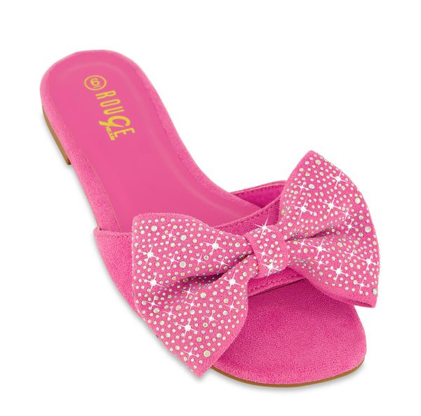 Rhinestone Bow Flat Sandals