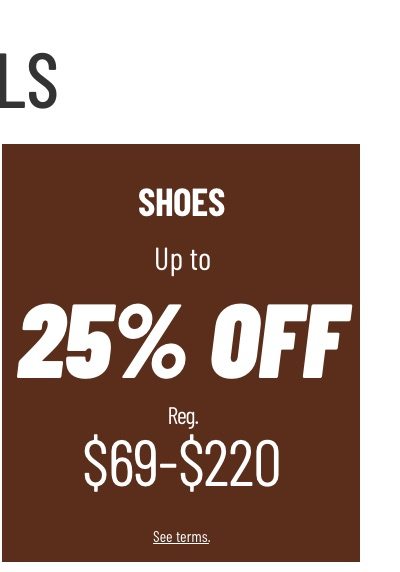 Shoes up to 25% Off