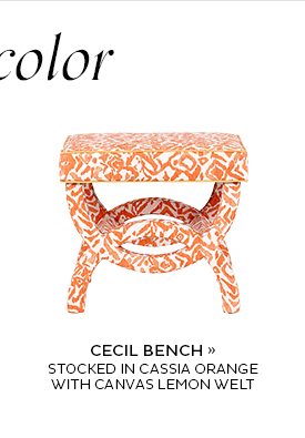 Cecil Bench Stocked in Cassia Orange With Canvas Lemon Welt