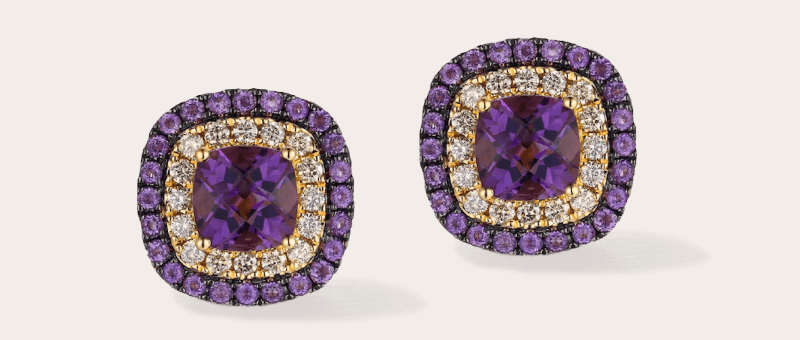 Le Vian Cushion-Cut Amethyst Earrings 1/2 ct tw Diamonds 14K Honey Gold