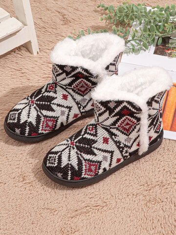 Warm Cotton Printed Knitted Home Shoes