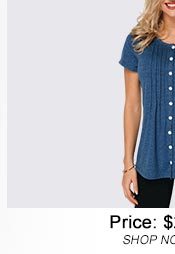 Button Up Crinkle Chest Navy Blue T Shirt