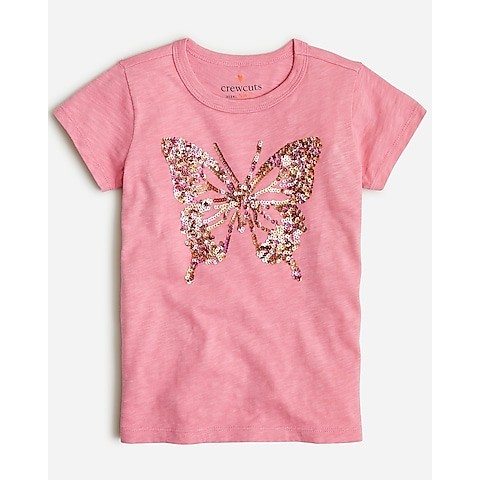 Girls' sequin butterfly graphic T-shirt