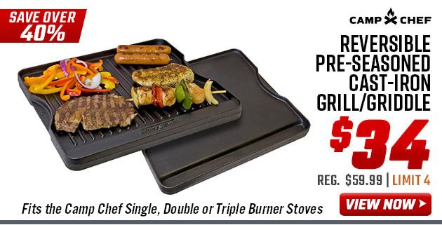 Camp Chef Reversible Pre-Seasoned Cast-Iron Grill/Griddle