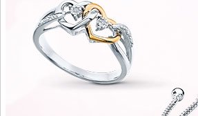 Diamond Promise Ring Sterling Silver/10K Gold