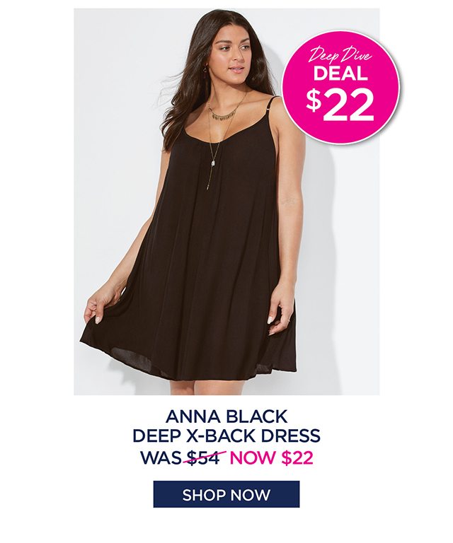 Anna Black Deep X-Back Dress