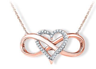 10K Rose Gold Heart Infinity Necklace