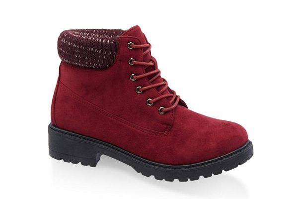 Lace Up Knit Cuff Work Boots