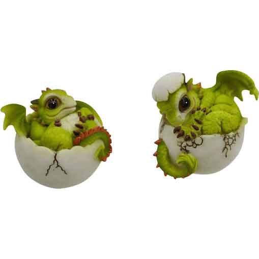 Image of Green Dragon in Egg Statue Set