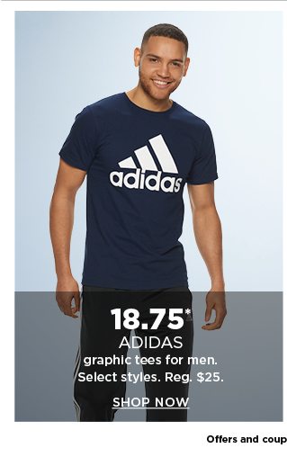 $18.75 adidas graphic tees for men. select styles. shop now. 