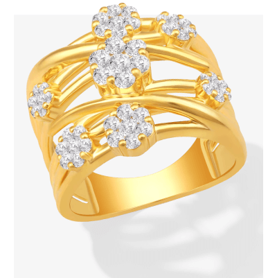 Diamond Flower Cluster Crossover Ring 1 ct tw 10K Yellow Gold