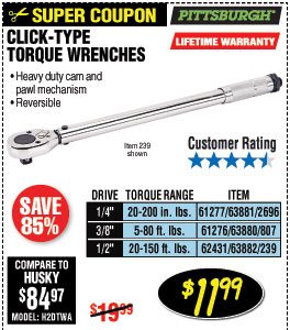 1/2 in. Drive Click Type Torque Wrench