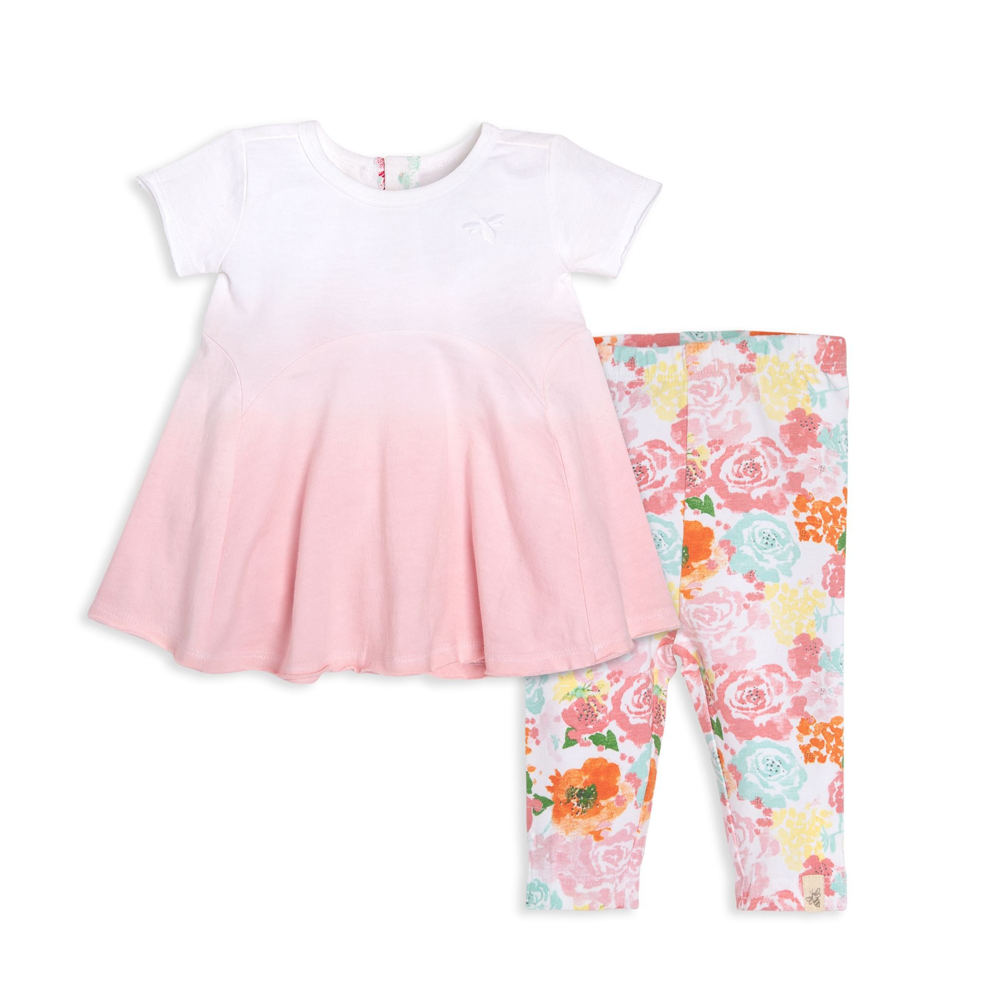 Dip-Dye Organic Baby Tunic & Capri Floral Legging Set