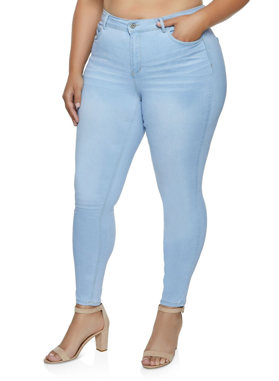 Plus Size WAX Whiskered Skinny Jeans