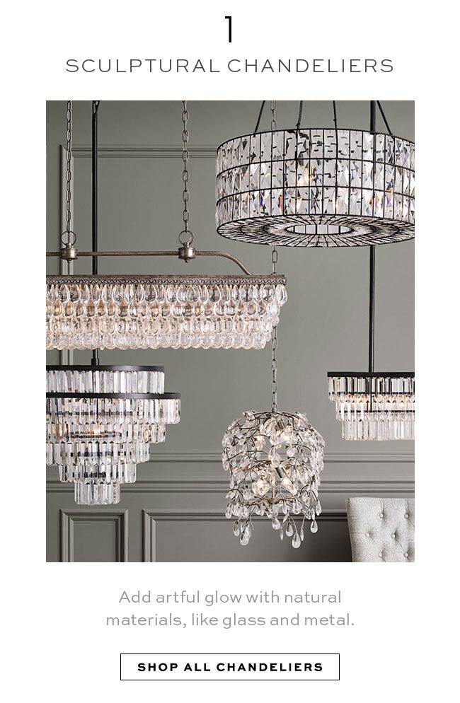 1 SCULPTURAL CHANDELIERS