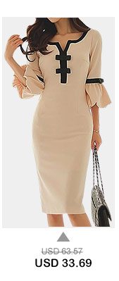 Flare Sleeve Bowknot Embellished Split Neck Beige Dress