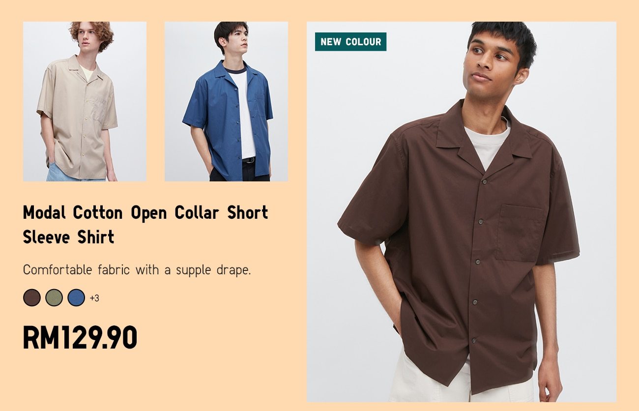 Modal Cotton Open Collar Short Sleeve Shirt