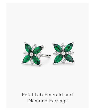 Petal Lab Emerald and Diamond Earrings