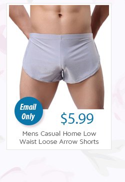 Mens Casual Home Low Waist Loose Arrow Shorts