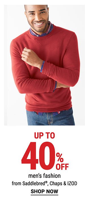 Up to 40% off men's fashion from Saddlebred®, Chaps & IZOD. Shop Now.s