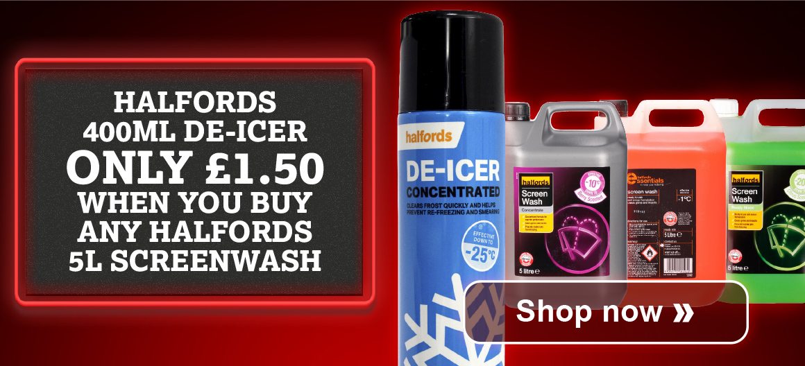 DEICER ONLY £1.50 WHEN YOU BUY HALFORDS SCREENWASH