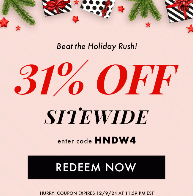 Beat The Holiday Rush! 31% Off Sitewide. Enter Code HNDW4. Redeem Now. Hurry! Coupon Expires 12/9/24 At 11:59 PM EST