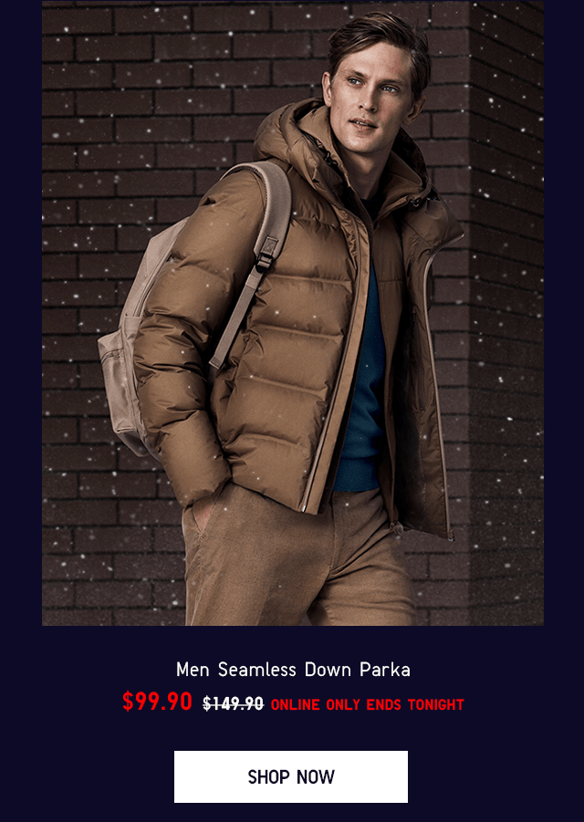 MEN SEAMLESS DOWN PARKA $99.90