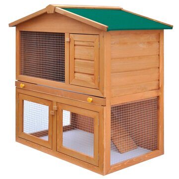 [EU Direct] 170160 vidaXL Outdoor Rabbit Hutch Small Animal House Pet Cage 3 Doors Wood Pet Supplies Rabbit House Pet Home Puppy Bedpen Fence Playpen