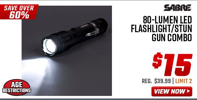 SABRE 80-Lumen LED Flashlight/Stun Gun Combo