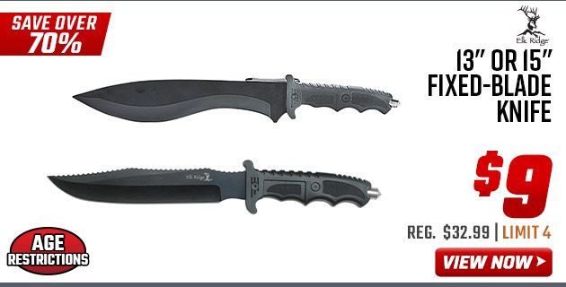 Elk Ridge 13'' or 15'' Fixed-Blade Knife