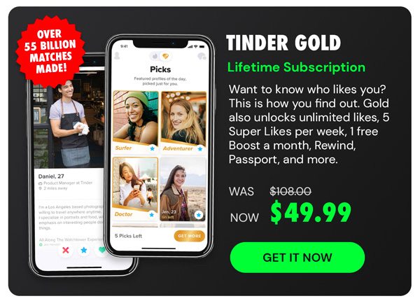 Tinder Gold: 1-Year Subscription