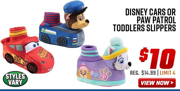 Disney Cars or Paw Patrol Toddlers Slippers