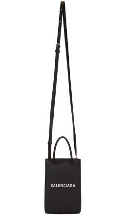 Balenciaga - Black Shopping Phone Holder Bag