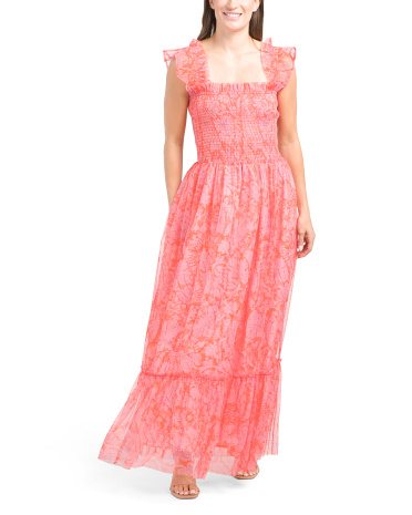 Ruffle Strap Square Neck Maxi Dress