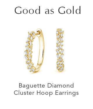 Baguette Diamond Cluster Hoop Earrings