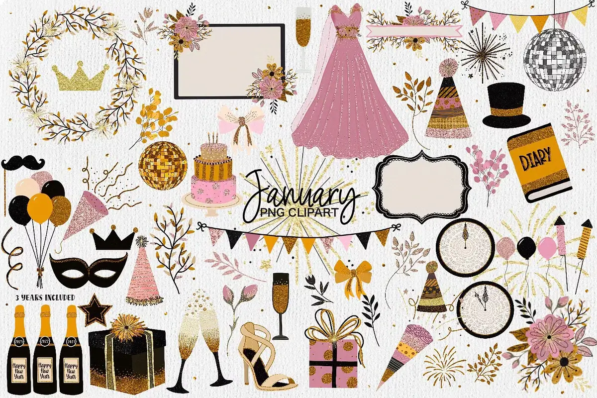 January clipart | New Years Eve