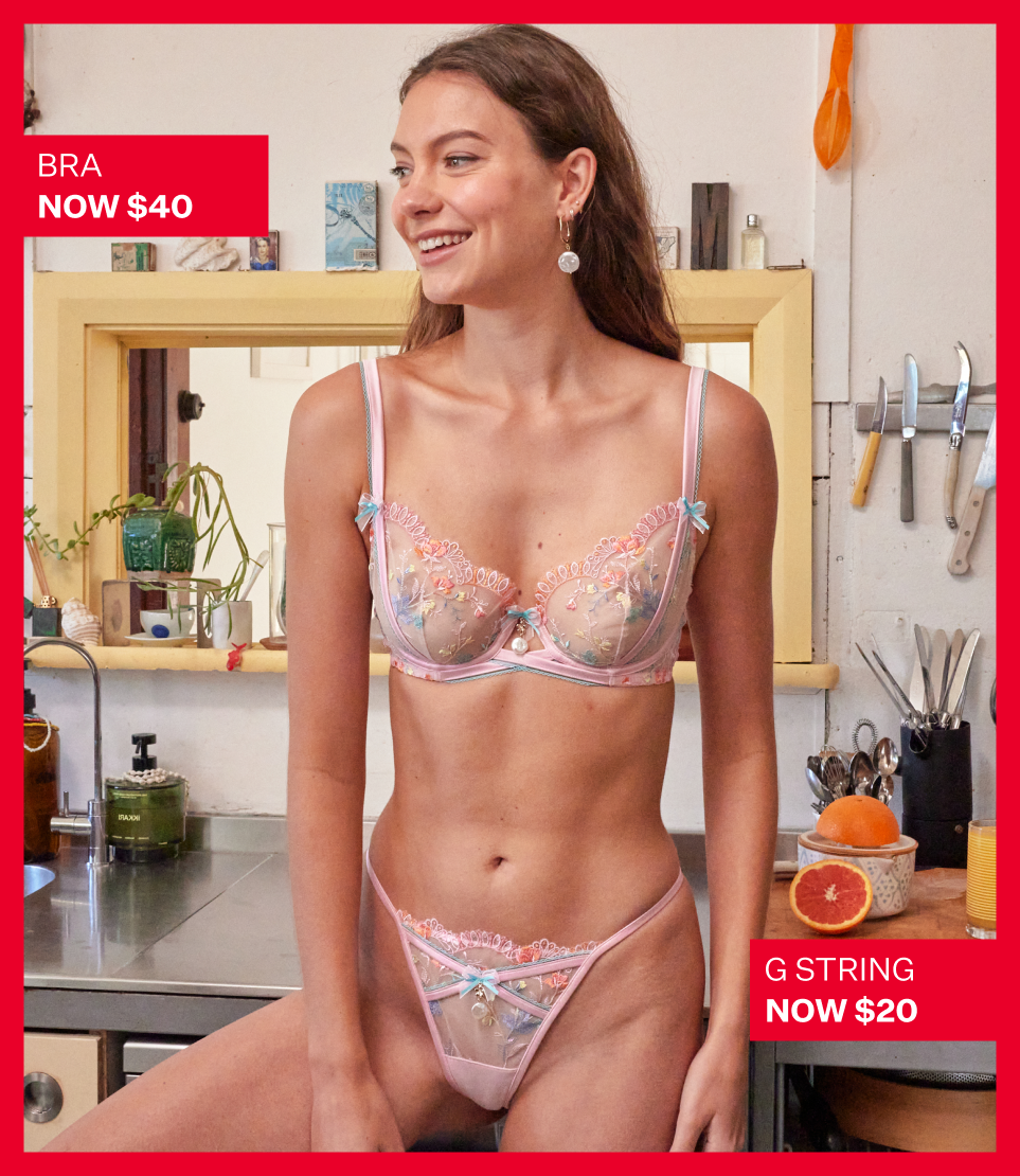 Up to 60% off Enchanted. Bra now $40. G String Now $20.