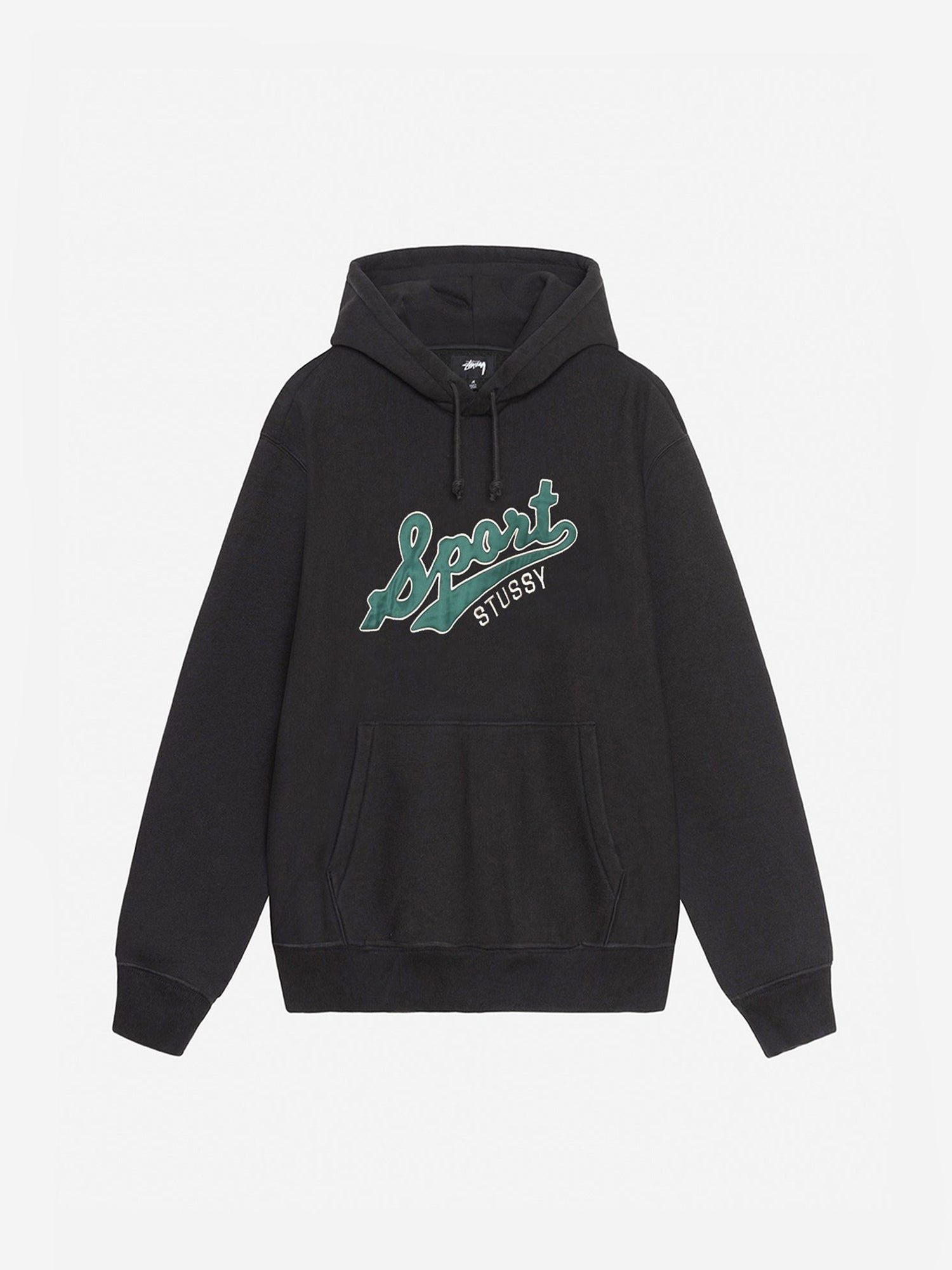 Image of Stussy Satin Patch Oversized Hood - Washed Black