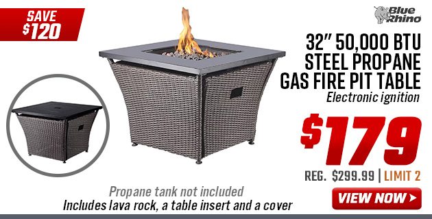 Blue Rhino 32'' 50,000 BTU Steel Propane Gas Fire Pit Table